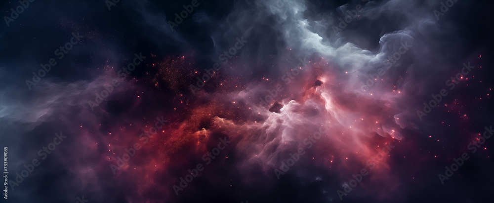 Fototapeta premium Cosmic dance of dust and light in a mesmerizing nebula panorama