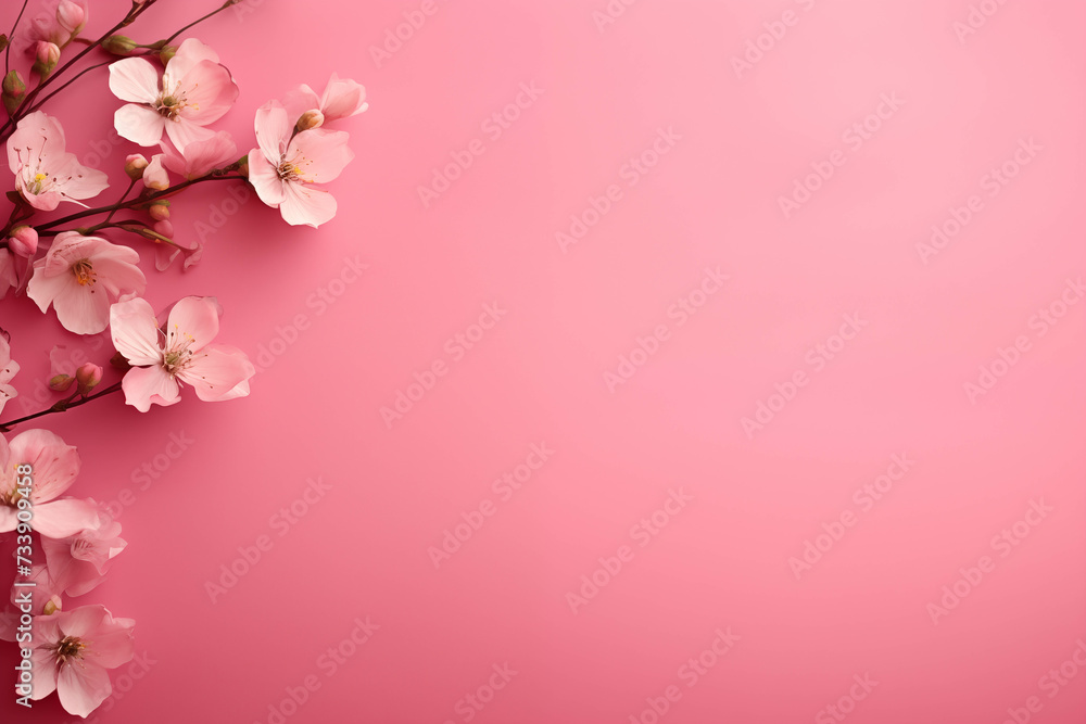 Pink flowers on a pink background It's a banner with space for inserting text.