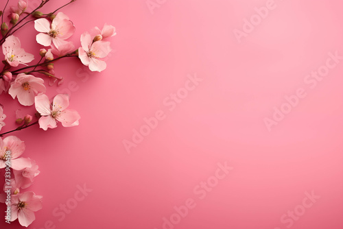 Pink flowers on a pink background It's a banner with space for inserting text. © Gun