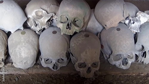 Fontanels cemetery, Cimitero delle Fontanelle, ossuary, located in a cave in the tuff. Naples, Italy, Europe 