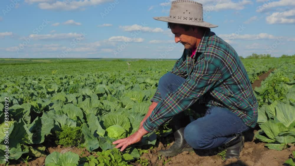 mature farmer analyzing how to control pests and diseases when growing cabbage. mature farmer analyzing how to control pests and diseases when growing cabbage.