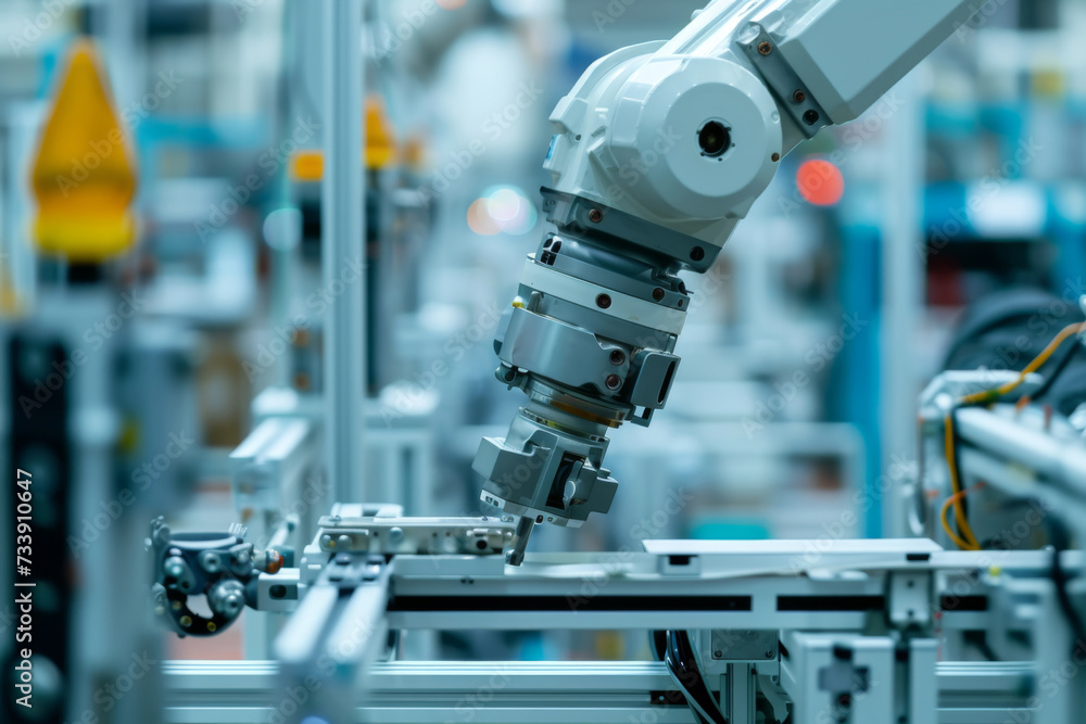 Automatic assembly robot arm in smart industrial factory for assembly product,.Automated production industry, robot arm in production line zone. Automatic assembly robot arm in smart industrial factory for assembly product,.Automated production industry, robot arm in production line zone.