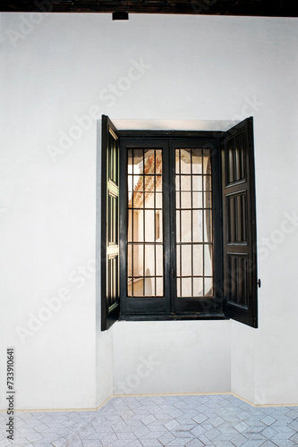 Imaginary room with a medieval wooden window. 
