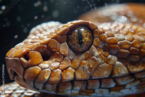 Snake profile portrait on black background - generative ai