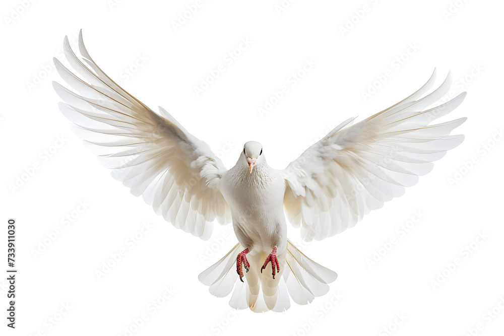 White bird flying isolated on white background White bird flying isolated on white background
