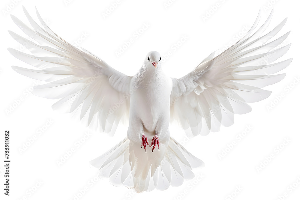 White bird flying isolated on white background White bird flying isolated on white background