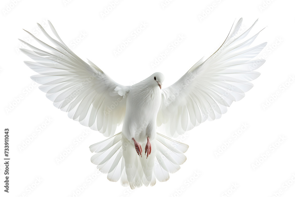 Fototapeta premium White bird flying isolated on white background