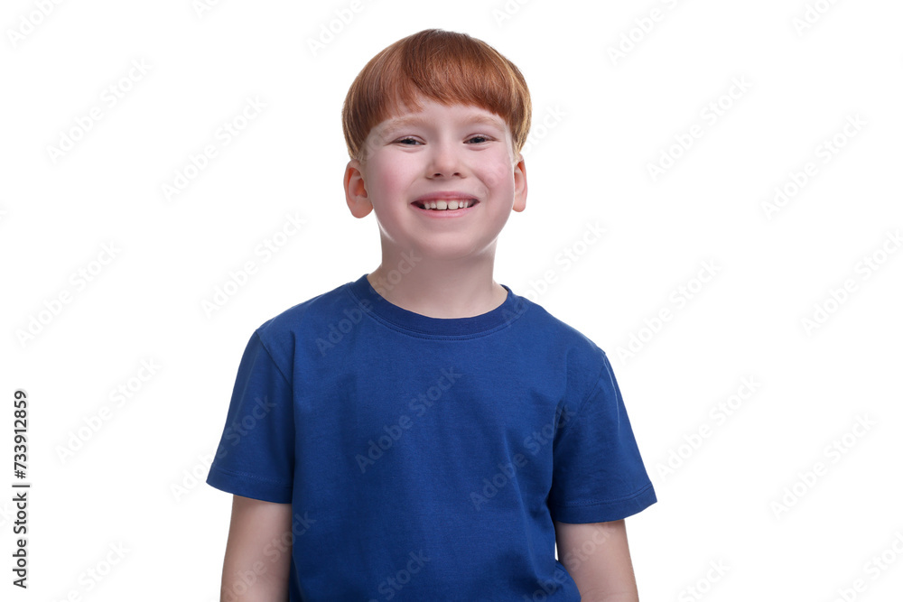 Portrait of happy little boy on white background Portrait of happy little boy on white background