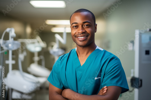 Young African American man with doctor uniform