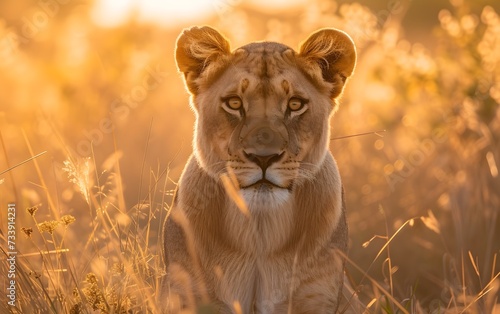 Lion in the Grassland