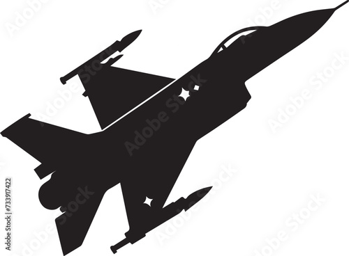 Vector silhouette of the detailed fighter jet F-16.