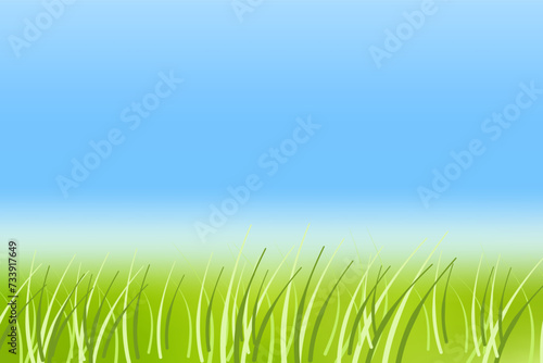 Fototapeta Naklejka Na Ścianę i Meble -  Abstract spring or summer vector background. Vector illustration. Blue sky and grass. Empty