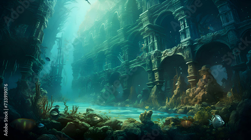 Underwater world. Fantasy and fantasy landscape. 3D rendering. © Wazir Design