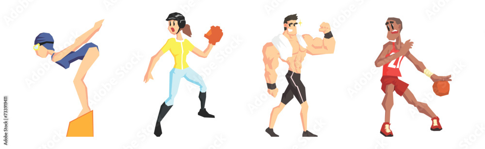People Character Do Sport and Physical Activity Vector Set People Character Do Sport and Physical Activity Vector Set
