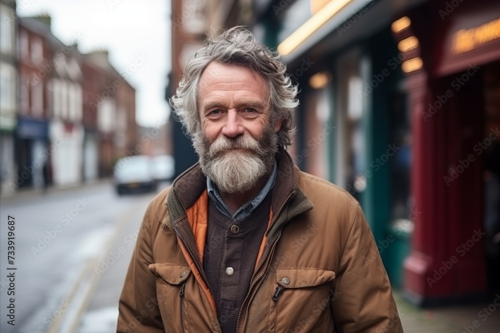 Portrait of a handsome senior man with gray beard in the city Portrait of a handsome senior man with gray beard in the city