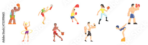 People Character Do Sport and Physical Activity Vector Set