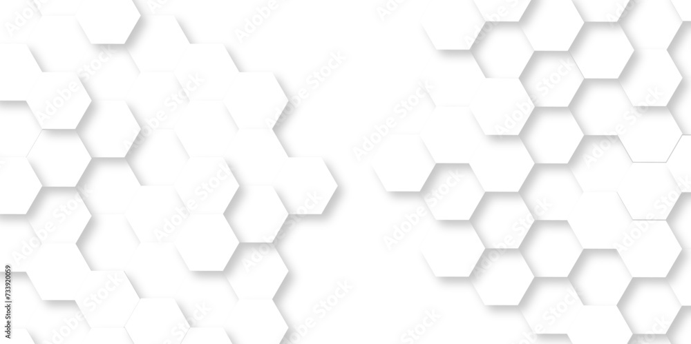 Obraz premium White Hexagonal Background. Luxury White Pattern. Vector Illustration. 3D Futuristic abstract honeycomb mosaic white background. geometric mesh cell texture. modern futuristic wallpaper.