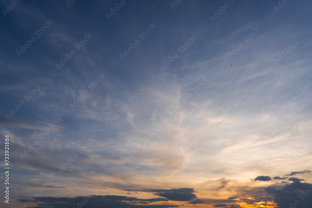 Beautiful bright  sunset sky with clouds. Nature sky  background.
