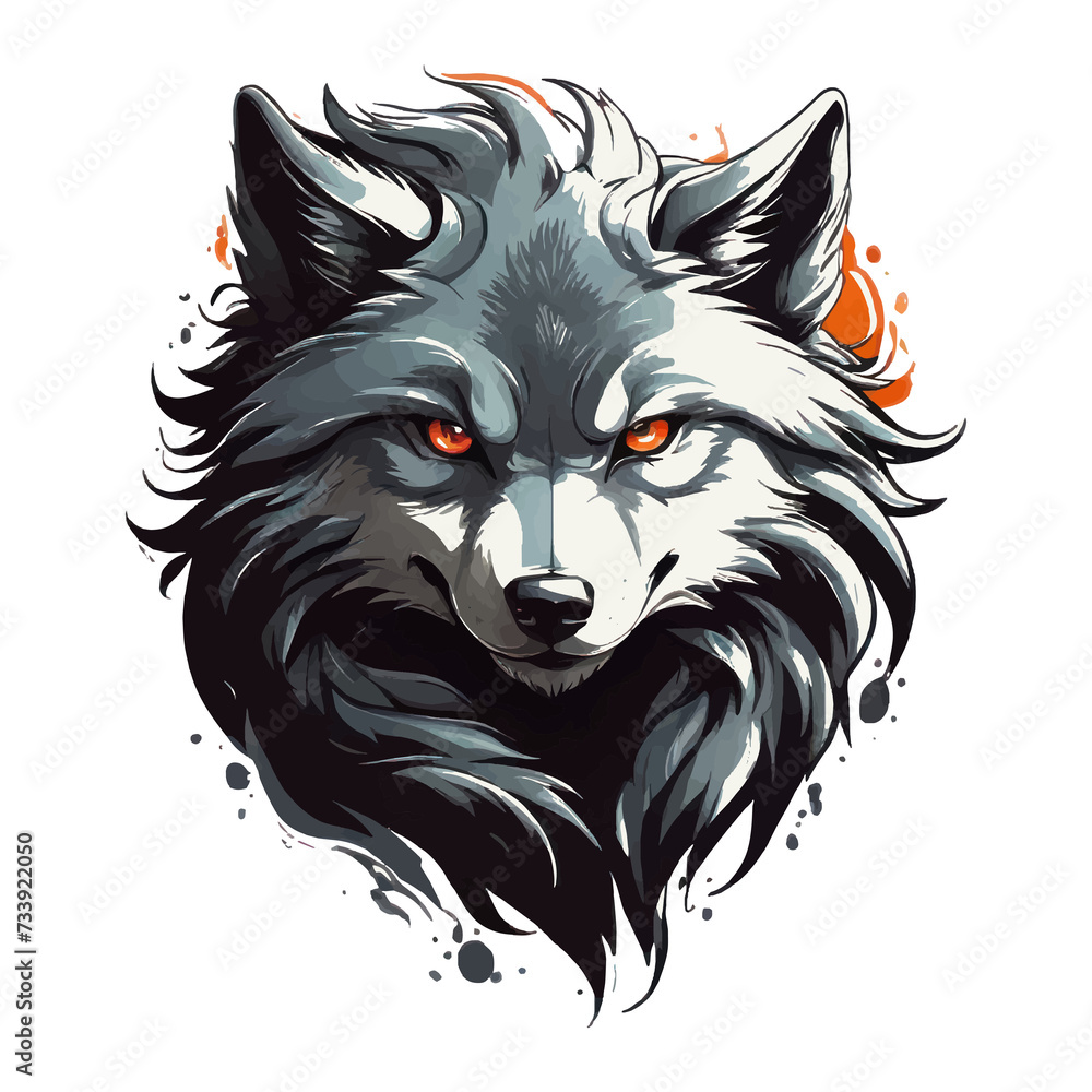 
A cartoon graphic design with wolf. for T-shirt printing.