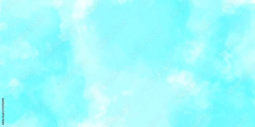 Abstract blue wall background with watercolor cloud and sky. blue sky and natural white cloud. pink cloud sky on art graphics, blue wall texture pattern background.	
