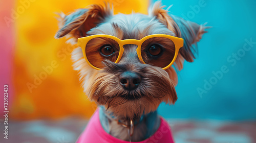 Wallpaper Mural Trendy Dog with Yellow Glasses Torontodigital.ca
