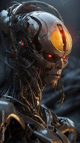 Evil robot artificial intelligence male character photo