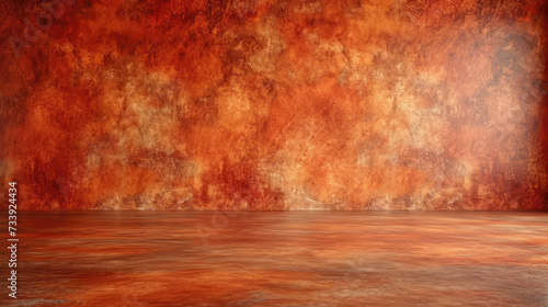 Empty Room With Red and Orange Wall with copy space for background or wallpaper 