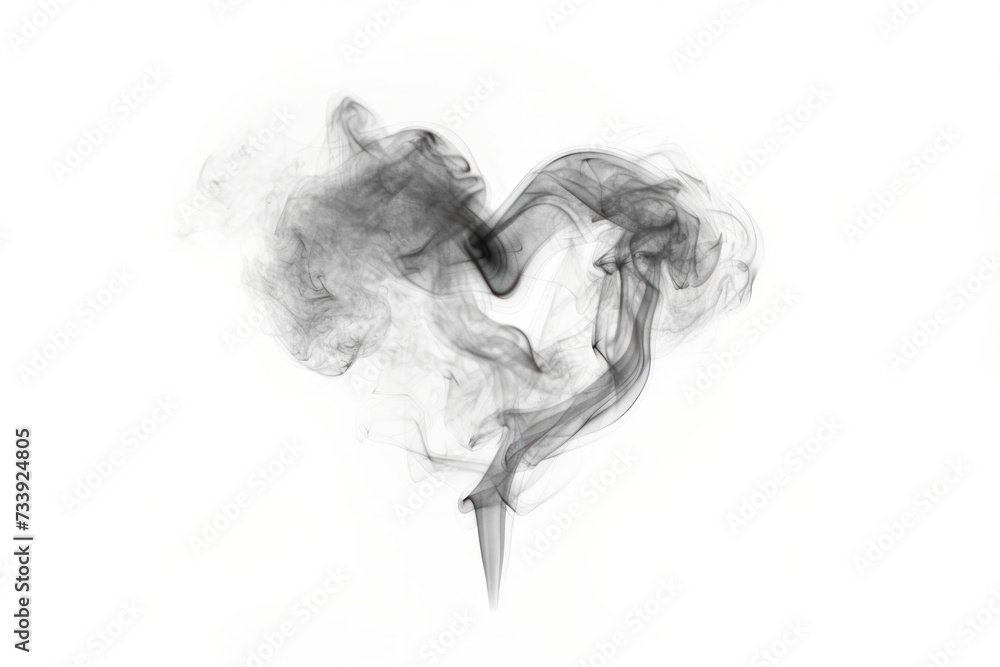 Heart Shaped Cloud of Smoke on White Background Heart Shaped Cloud of Smoke on White Background