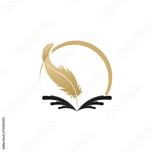 Signature feather logo design with premium concept