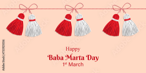 Vector illustration of Happy Baba Marta Day social media feed template
