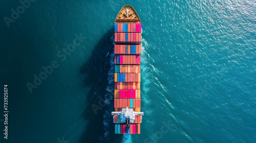 Business Logistic Export: Aerial Vision of Sea Container Cargo Ship, AI Generative