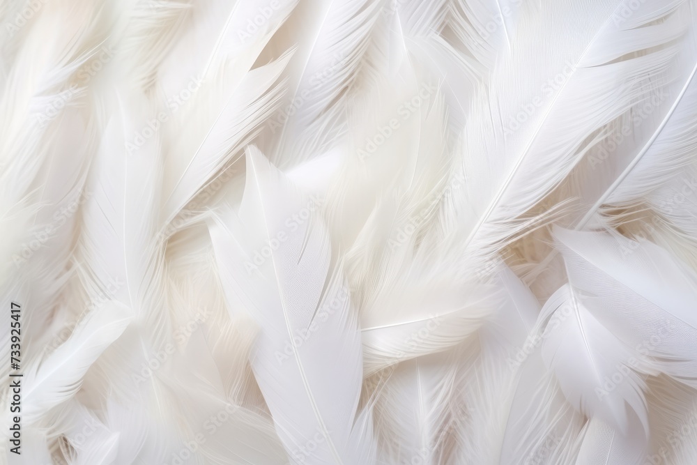Closeup, white and feathers background for peace, white and feathers background for spirituality for God, religion and hope, Ai generated Closeup, white and feathers background for peace, white and feathers background for spirituality for God, religion and hope, Ai generated