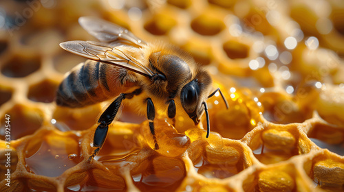 Honeybee Working on Honeycomb © Stanley