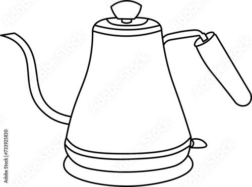 Gooseneck Kettle Outline Illustration Vector
