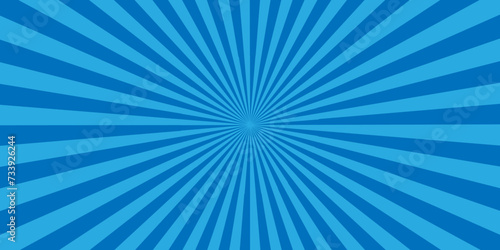 Abstract vector bright blue rays background.