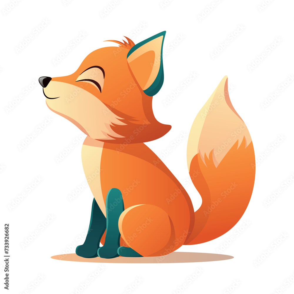 Obraz premium Cute fox of colorful set. This colorful illustration showcases the endearing charm of a young fox in a dynamic cartoon design against a simple white backdrop. Vector illustration.