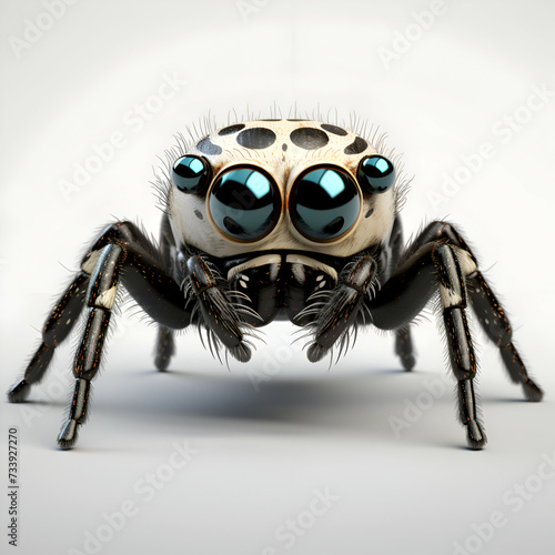 3d rendering of a jumping spider isolated on a white background. © Wazir Design