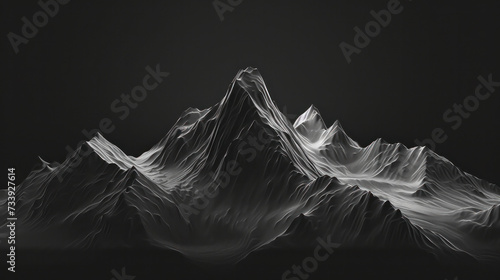 Black and White Photo of a Mountain Range photo