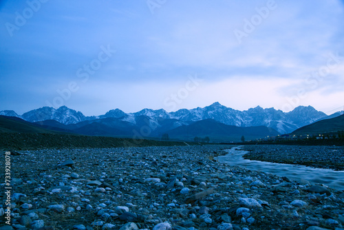 Maya Snow Mountain, Wuwei City, Gansu Province-blue sky against the landscape photo
