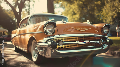 vintage car with a hood retro version  © Sarang