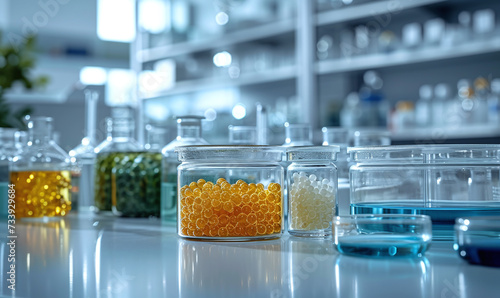 Test tubes with samples of various types of microorganisms 