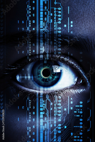 Digital eye concept with circuit board patterns