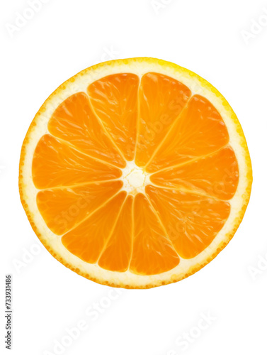 Slice of orange isolated on transparent background. Top view.