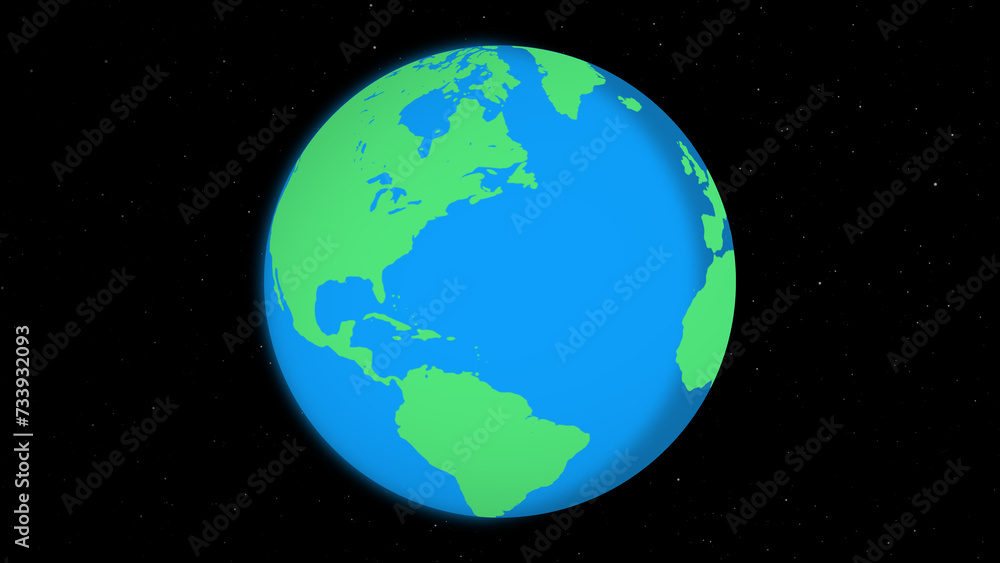 Spinning planet Earth with stars background. Rotating the globe for news, presentation or travel design