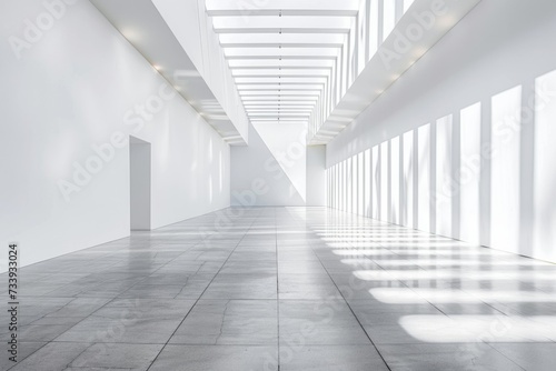 An empty space with white walls and lighting.