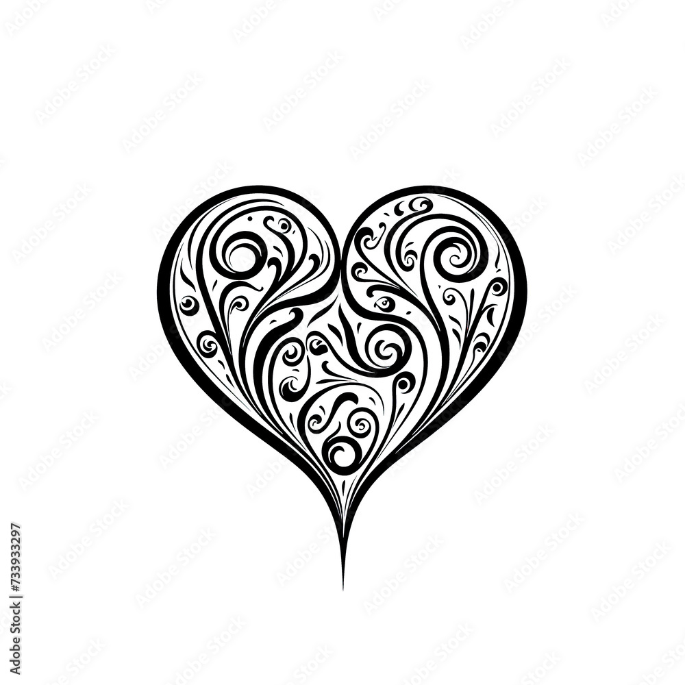 Elegant ornamental heart tattoo design in