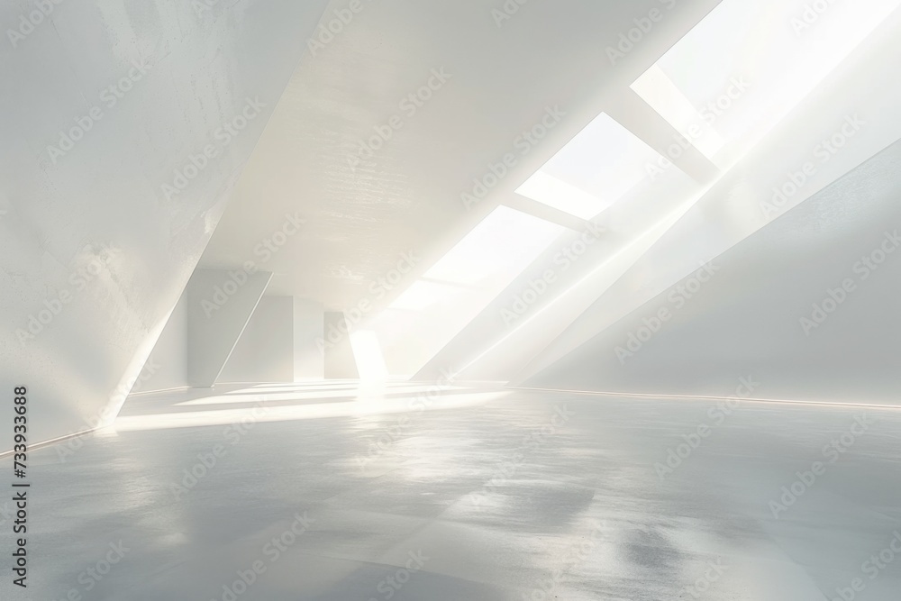 An empty space with white walls and lighting. An empty space with white walls and lighting.