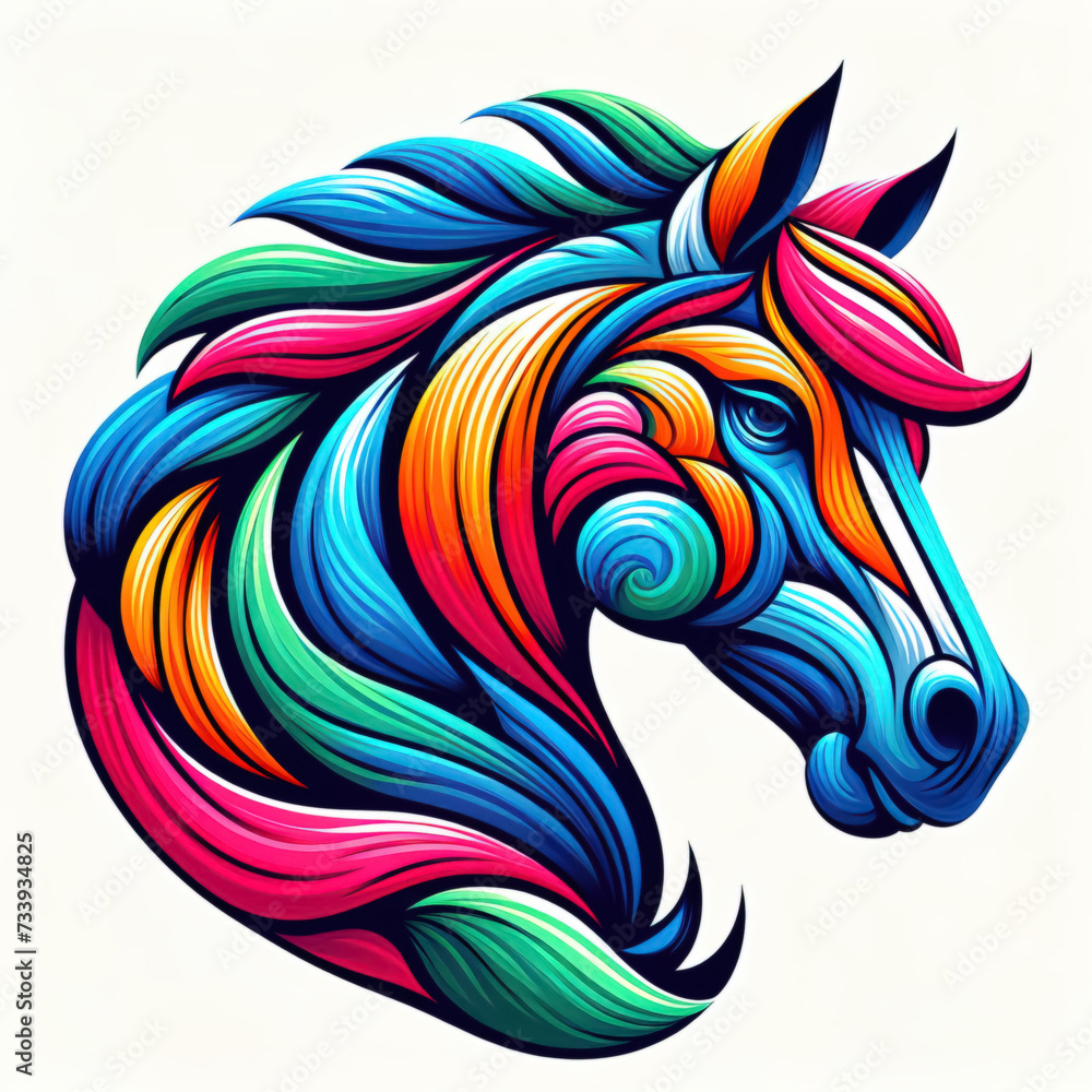 colorful horse head logo. illustration on white background