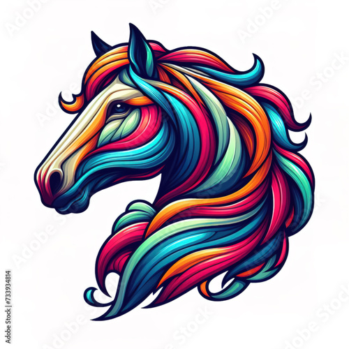 Wallpaper Mural colorful horse head logo. illustration on white background Torontodigital.ca