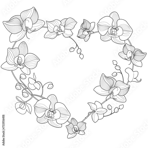 Art therapy coloring page. Linear image of flowers. The pictures are perfect for creating cards  stickers  wallpapers and other projects.